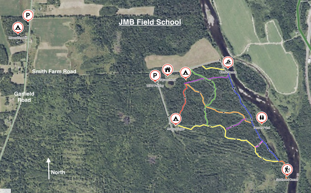 Map of the Jack Mountain Bushcraft Field School in Masardis, Maine