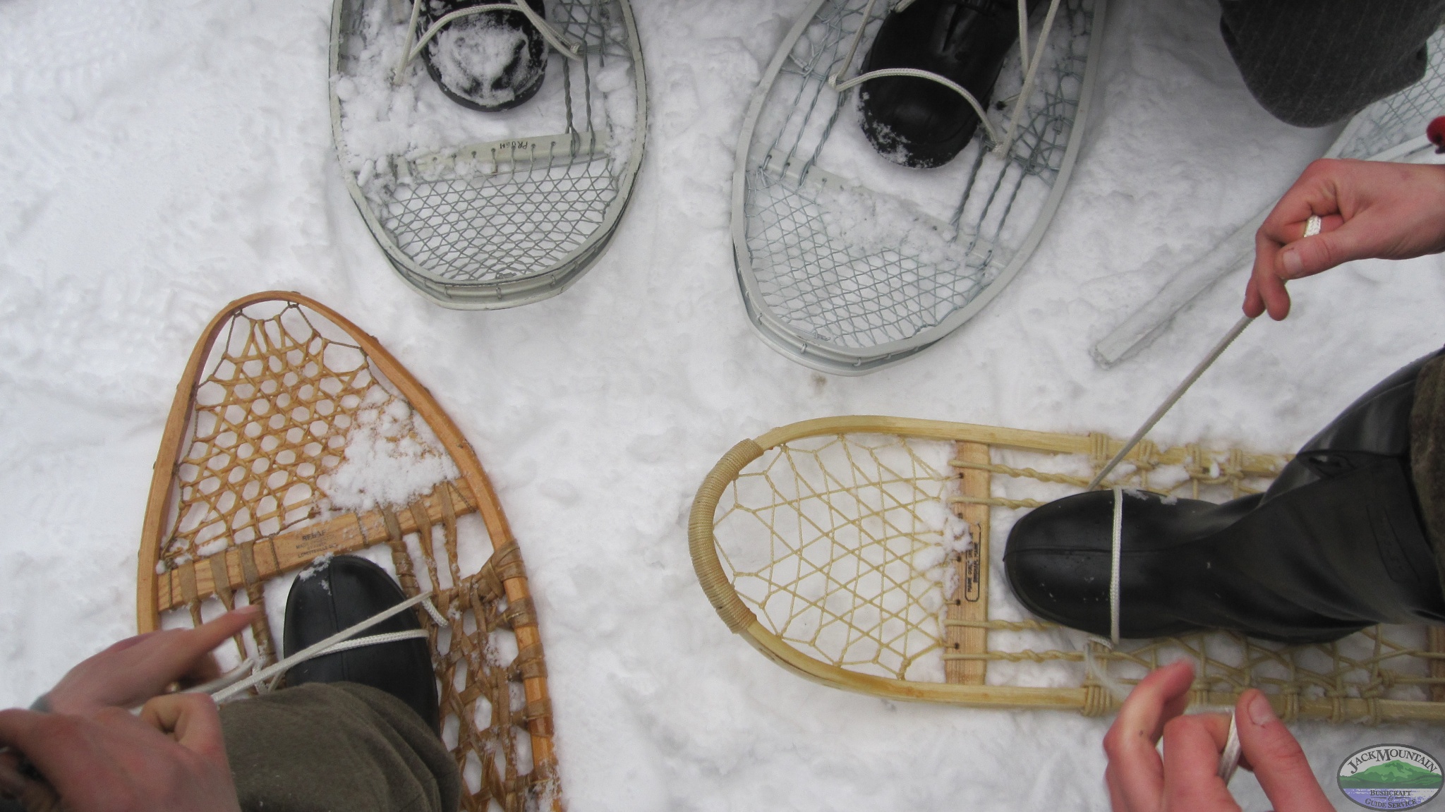 Tying Snowshoes On
